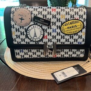 Karl Lagerfeld Paris Black and White Crossbody Bag